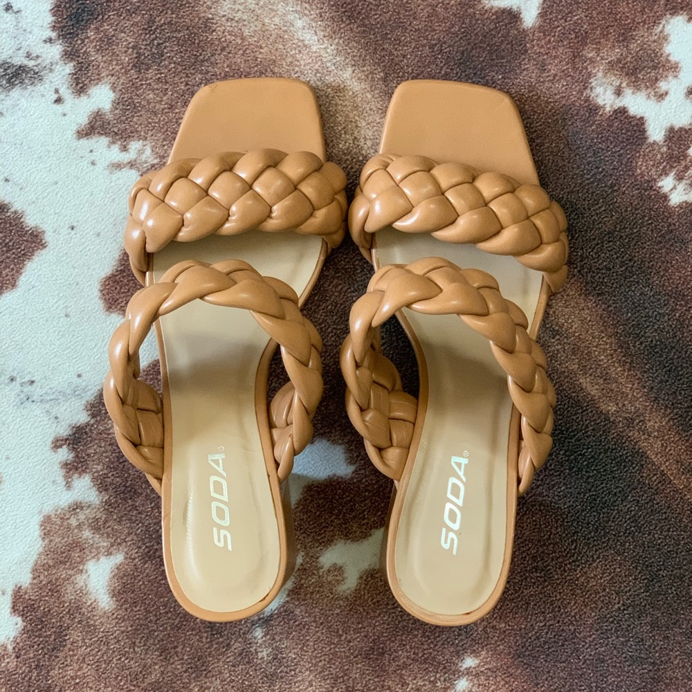Soda Women's Braided Tan Sandals